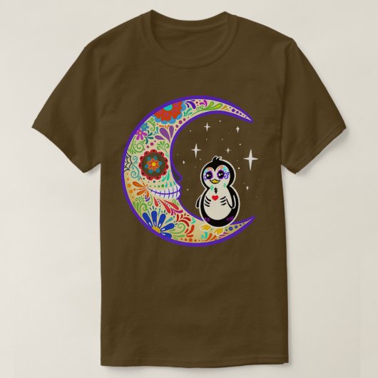Penguin Dia de Los Muertos Skeleton  Tシャツ (デザイン正面)