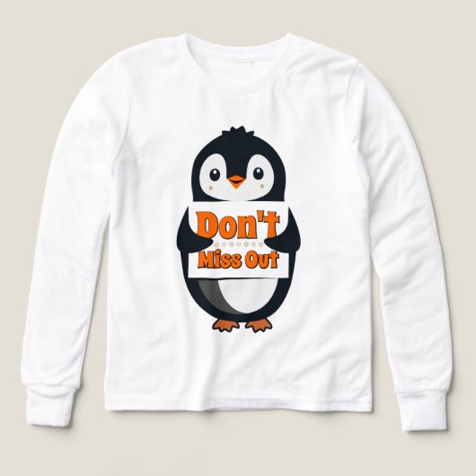 Penguin Don't Miss Out Throw Pillow (デザイン正面)