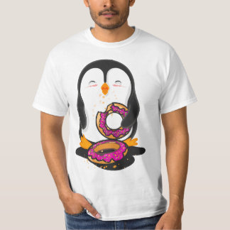 Penguin eating Donuts illustration  Tシャツ