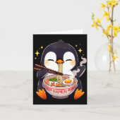 Penguin Eating Ramen カード (黄色い花)