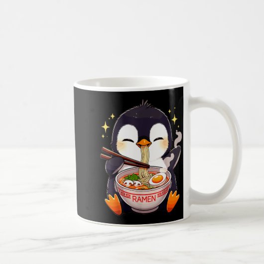Penguin Eating Ramen  コーヒーマグカップ (右)