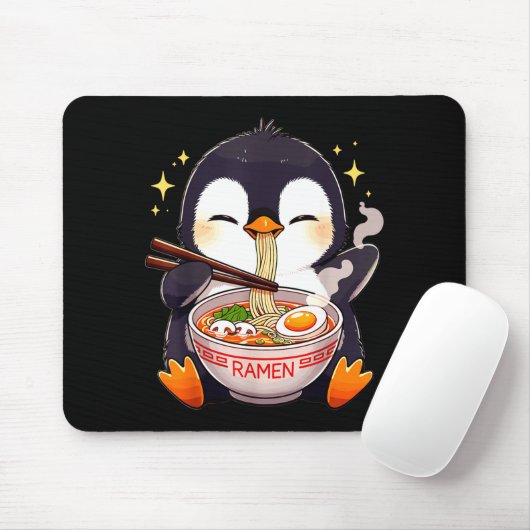 Penguin Eating Ramen  マウスパッド (マウス)
