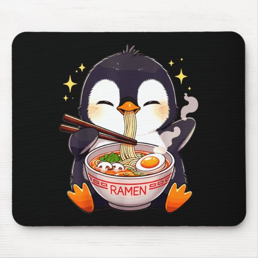 Penguin Eating Ramen  マウスパッド (正面)