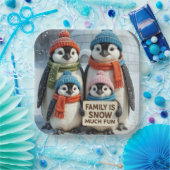 Penguin Family In Snowflakes ペーパープレート (パーティー)