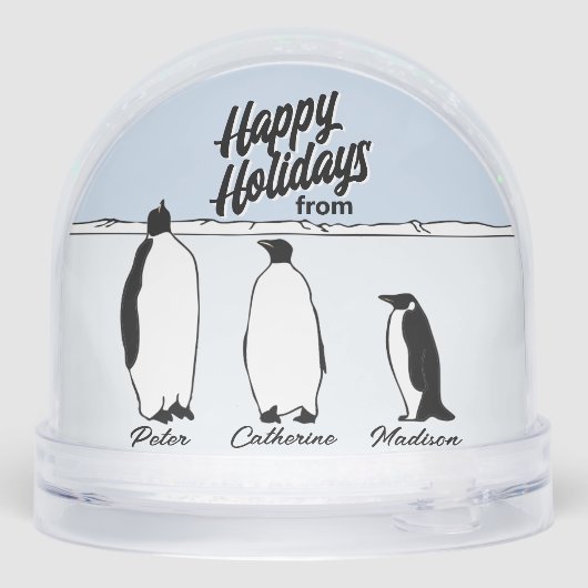 Penguin Family Personalized Christmas Snow Globe (裏面)