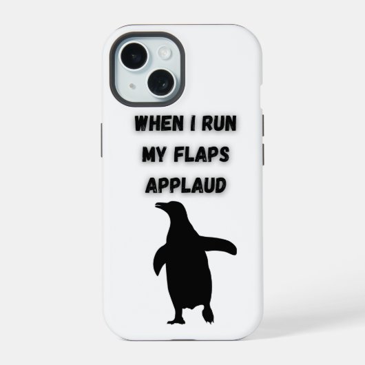 penguin flaps applaud inappropriate embarrassing iPhone 15ケース (裏面)
