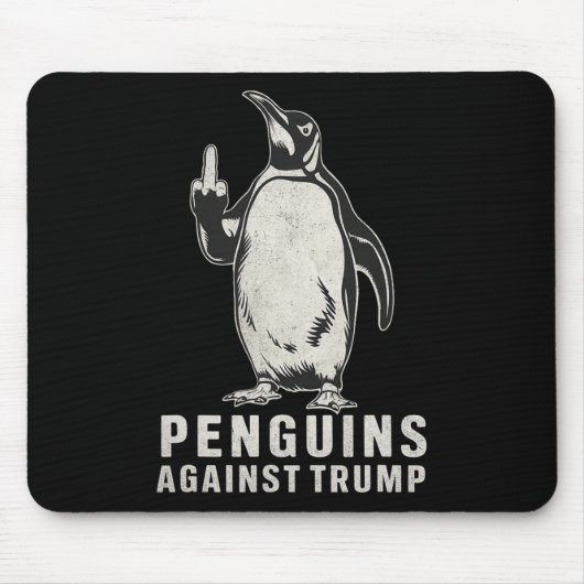 Penguin Flippers Up Middle Finger Penguins Against マウスパッド (正面)