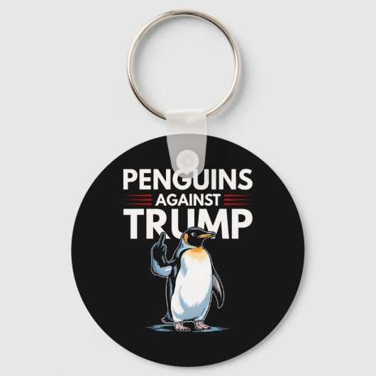Penguin Flippers Up Resist Funny Penguins Against  キーホルダー (正面)
