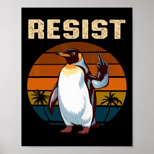 Penguin Flippers Up Resist Funny Penguins Against  ポスター (正面)
