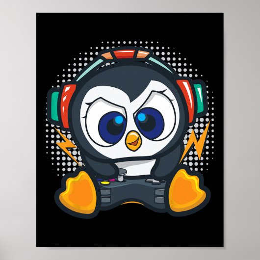 Penguin Gaming Shirt Boys Kids Gamer Gift Penguin  ポスター (正面)