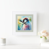 Penguin Harmony 051124AREF132 - Watercolor スクエア壁時計 (ホーム)