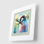 Penguin Harmony 051124AREF132 - Watercolor スクエア壁時計 (傾斜)