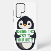 Penguin holding a sign with custom message samsung galaxyケース (裏面)