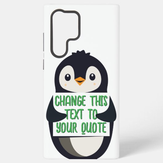 Penguin holding a sign with custom message samsung galaxyケース (裏面)