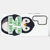 Penguin holding a sign with custom message samsung galaxyケース (裏面横)
