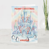 Penguin Ice Castle Kids Christmas Card シーズンカード (正面)