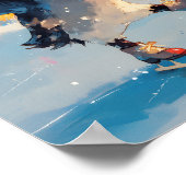 Penguin Ice Skating Winter Nursery Wall Art Poster ポスター (角)