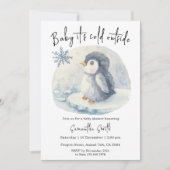 Penguin It's Cold Outside 冬のベビーシャワー 招待状 (正面)
