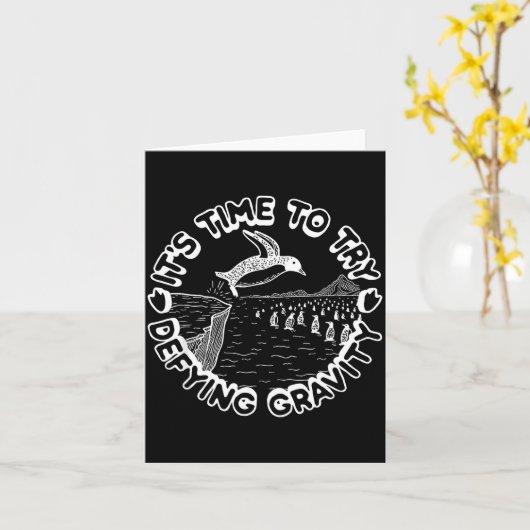 Penguin It's Time To Try Defying Gravity  カード (黄色い花)