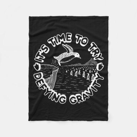 Penguin It's Time To Try Defying Gravity  フリースブランケット (正面)
