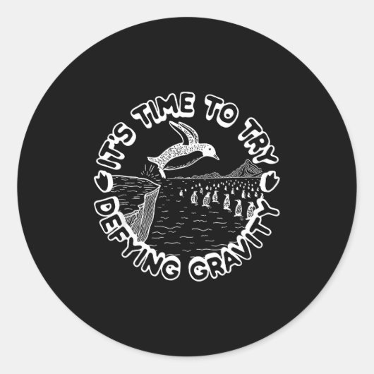 Penguin It's Time To Try Defying Gravity  ラウンドシール (正面)