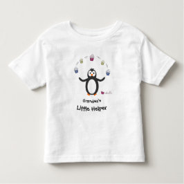 Penguin juggling cupcakes小さなヘルパー名を追加 トドラーTシャツ
