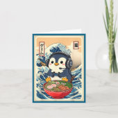 Penguin Kawaii Japanese Ramen Noodle Retro Gaming  カード (正面)