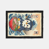 Penguin Kawaii Japanese Ramen Noodle Retro Gaming  フリースブランケット (正面(横))