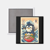 Penguin Kawaii Japanese Ramen Noodle Retro Gaming  マグネット (正面/裏面)