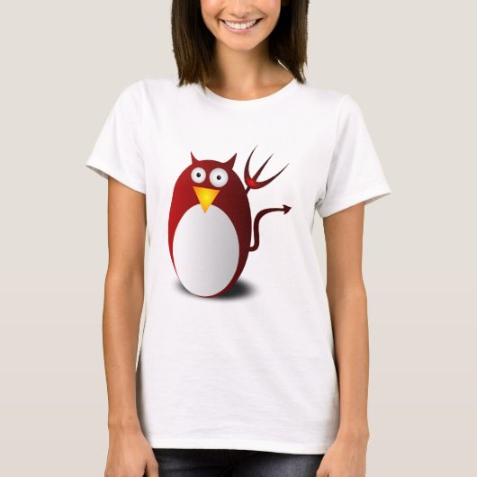 Penguin Linux Tux Ubuntu Devil Trident Lucifer Tシャツ (正面)