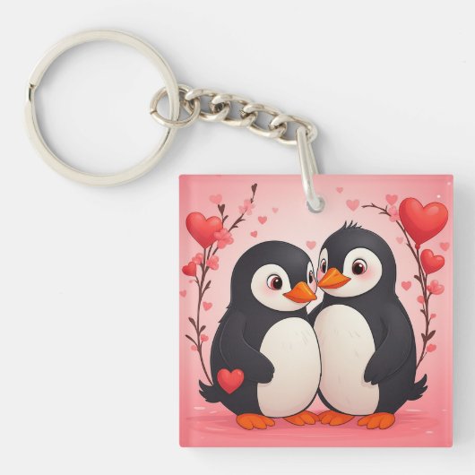 Penguin Love Message From Husband Acrylic Keychain キーホルダー (正面)