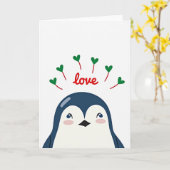 Penguin Love Simple Card カード (黄色い花)