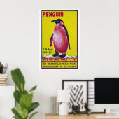 Penguin Matchbox Art Print, Indian Vintage Folk ポスター (ホームオフィス)