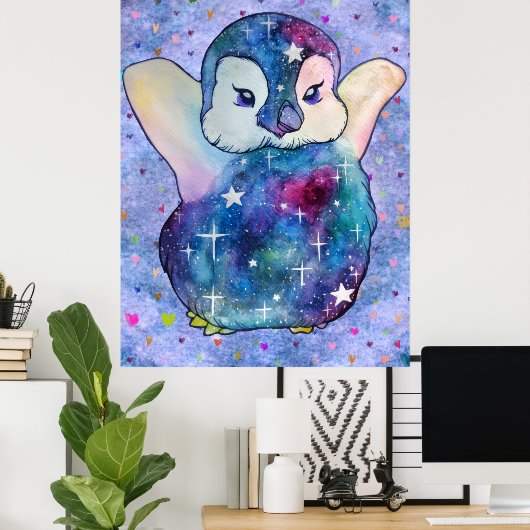 Penguin named Button ポスター (ホームオフィス)