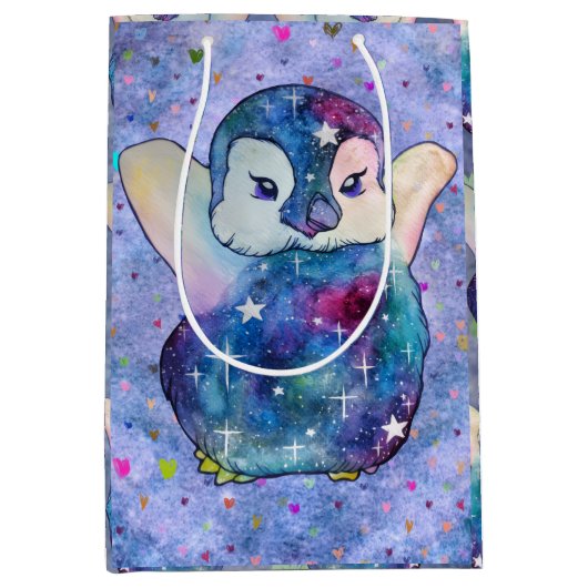 Penguin named Button ミディアムペーパーバッグ (正面)