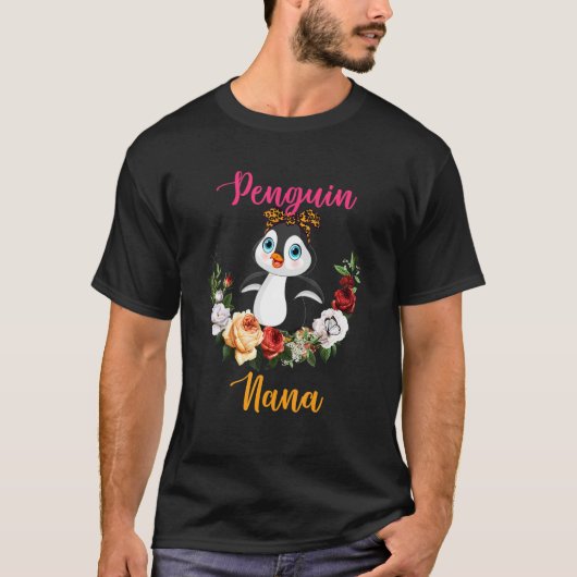 Penguin Nana Floral Penguin Bow Tie Lover Mother's Tシャツ (正面)