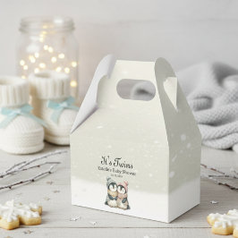 Penguin Neutral Twins Baby Shower Winter Theme フェイバーボックス