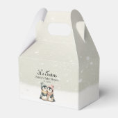 Penguin Neutral Twins Baby Shower Winter Theme フェイバーボックス (正面サイド)