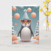 Penguin Party Wishes カード (黄色い花)