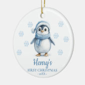 Penguin Personalized Baby's First Christmas セラミックオーナメント (左)