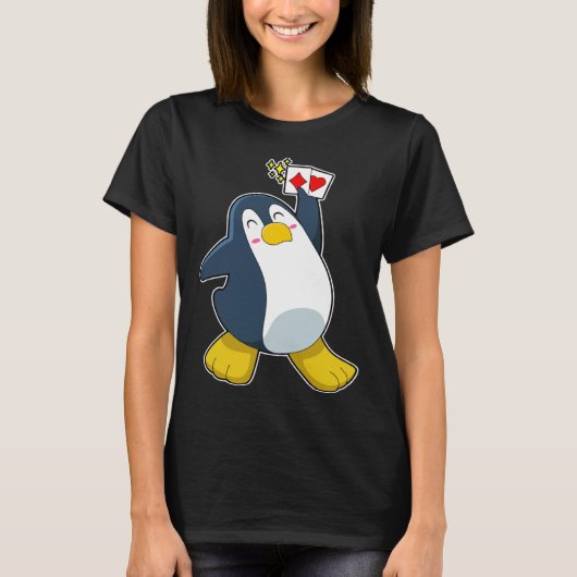 Penguin Poker Poker cards Card game Tシャツ (正面)