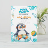Penguin Pool Party Birthday Invitation 招待状 (スタンド正面)