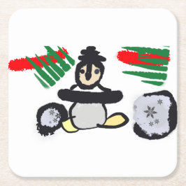 Penguin rock Christmas  スクエアペーパーコースター