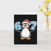Penguin Santa Hat 67 Icy Numbers Christmas Birthda カード (黄色い花)