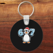 Penguin Santa Hat 67 Icy Numbers Christmas Birthda キーホルダー (正面)