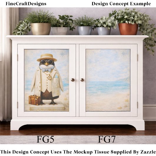 Penguin Seaside Traveller & Suitcase FG5 Decoupage 薄葉紙