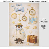 Penguin Seaside Traveller & Suitcase FG5 Decoupage 薄葉紙