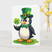 Penguin Shamrock Luck Art Card カード (黄色い花)