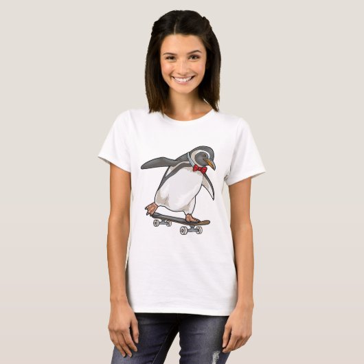 Penguin Skater Skateboard Tシャツ (正面フル)