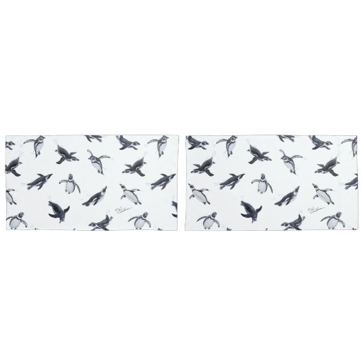 Penguin Squadron | Ocean Art Design 枕カバー (正面-セット)
